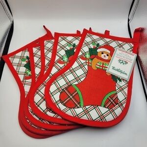 Vintage Teddy Bear Holiday Christmas Stockings - set of 5